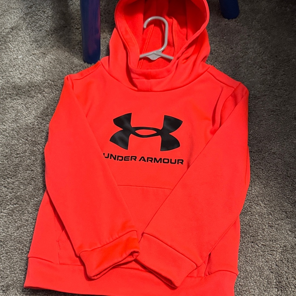 Under Armour Kids Neon Orange Hoodie with Black Logo